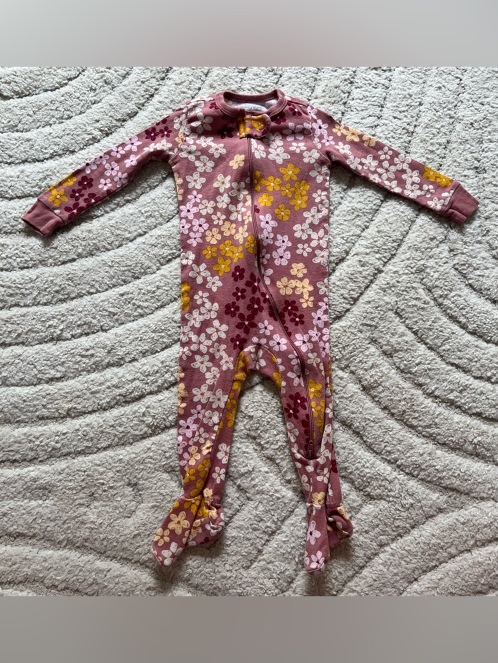 6-9 Month Baby Footed Pajamas - Mauve Floral